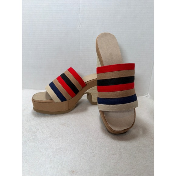 VTG NIB Grungies by Hofheimers Womens Striped Wedge Platform Sandals Size 8M - Picture 2 of 9